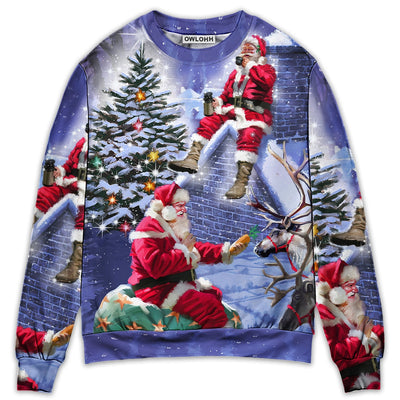 Christmas Santa Claus Story Night Christmas Is Coming Art Style - Sweater - Ugly Christmas Sweaters - Owls Matrix LTD
