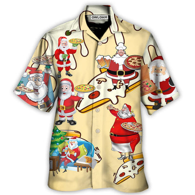 Hawaiian Shirt / Adults / S Christmas Santa Eating Pizza. It's Yummy - Hawaiian Shirt - Owls Matrix LTD