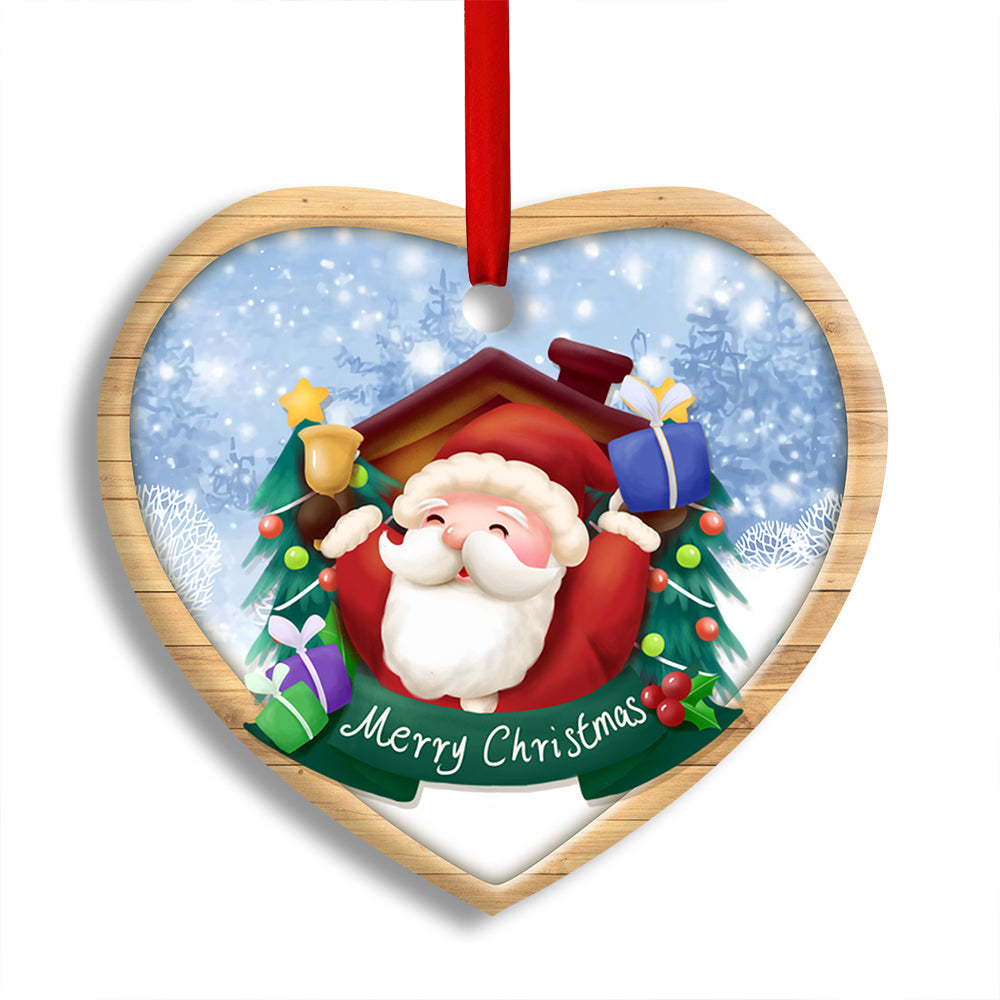 Pack 1 Christmas Santa Snowman Merry Christmas - Heart Ornament - Owls Matrix LTD
