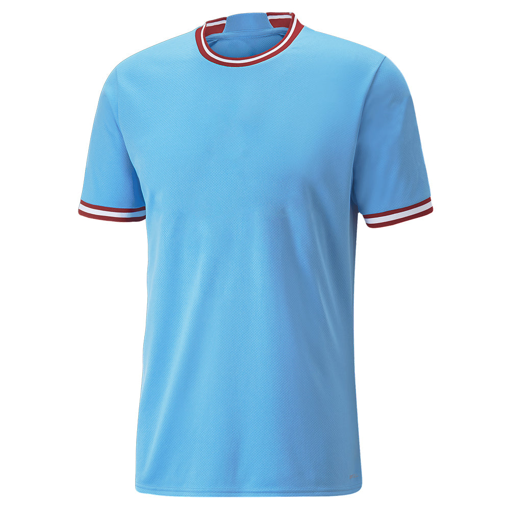 Custom Sky Blue And Red Line Pattern - Soccer Uniform Jersey