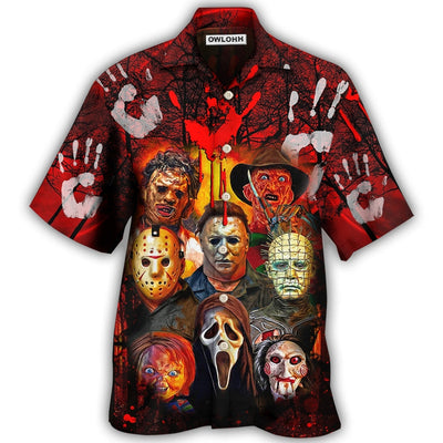 Hawaiian Shirt / Adults / S Halloween Horror Movie Characters Blood Scary - Hawaiian Shirt - Owls Matrix LTD