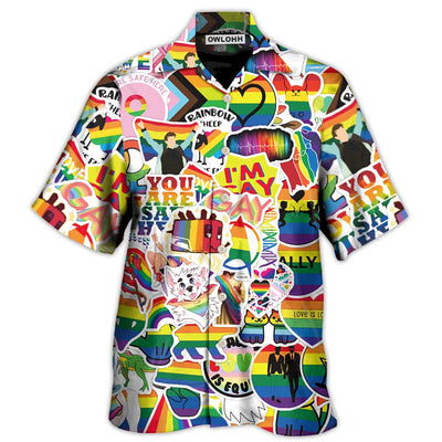 Hawaiian Shirt / Adults / S LGBT Rainbow I'm Gay - Hawaiian Shirt - Owls Matrix LTD