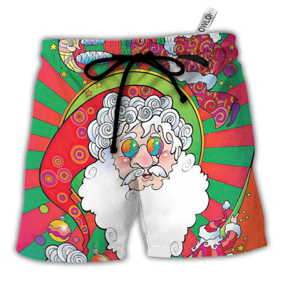 Christmas Santa Claus Psychedelic Colorful - Beach Short - Owls Matrix LTD