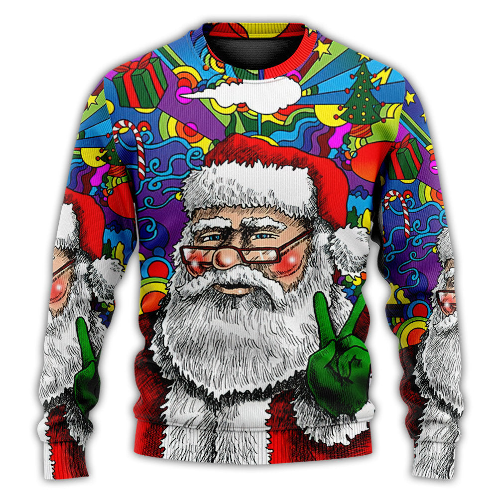 Christmas Sweater / S Hippie Santa Claus Christmas - Sweater - Ugly Christmas Sweaters - Owls Matrix LTD