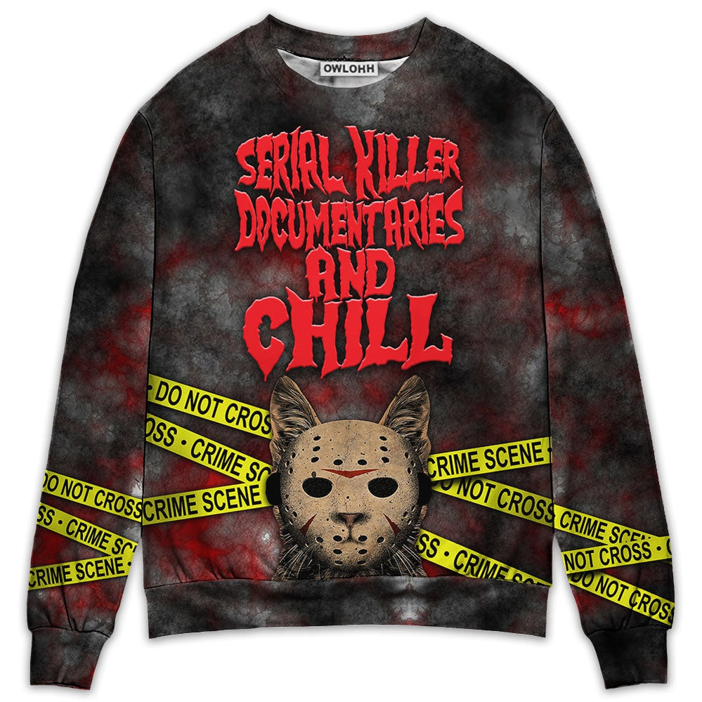 S Cat Serial Killer Documentaries And Chill - Sweater - Ugly Christmas Sweaters - Owls Matrix LTD