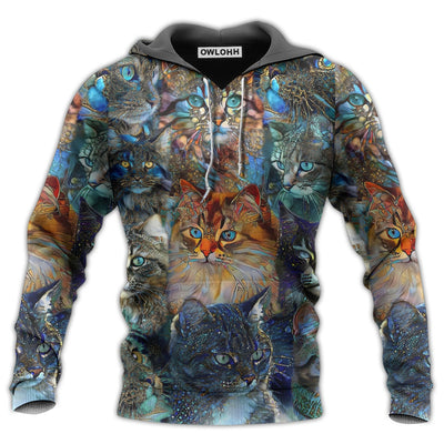 Unisex Hoodie / S Cat Glass Art Colorful Cat Lover - Hoodie - Owls Matrix LTD