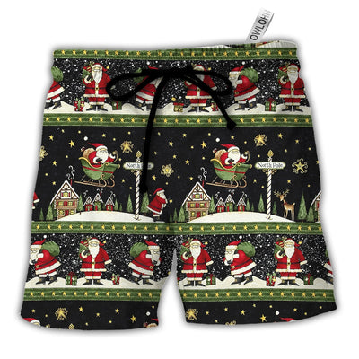 Merry Christmas Santa Claus Big Night - Beach Short - Owls Matrix LTD