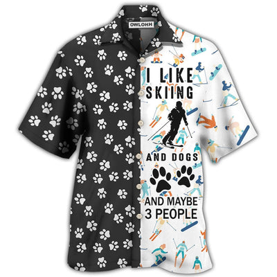 Hawaiian Shirt / Adults / S Skiing I Like Skiing And Dogs - Hawaiian Shirt - Owls Matrix LTD