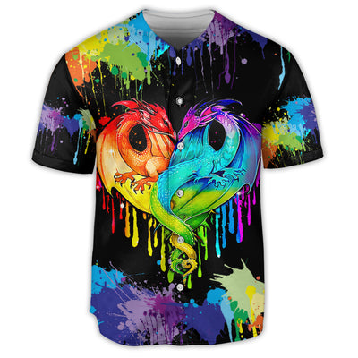 S Dragon LGBT Pride Dragon Colorful - Baseball Jersey - Owls Matrix LTD