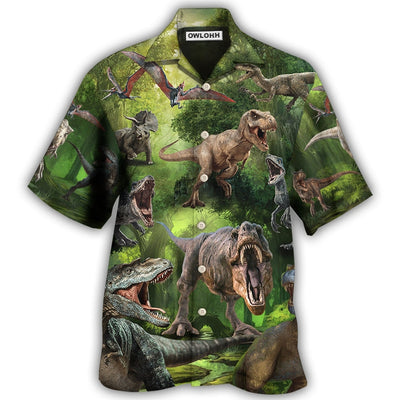 Hawaiian Shirt / Adults / S Dinosaur Cool In The Forest Style - Hawaiian Shirt - Owls Matrix LTD