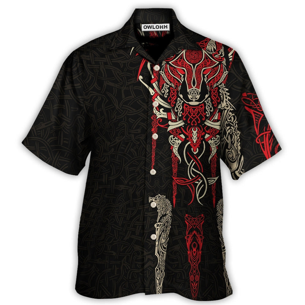 Hawaiian Shirt / Adults / S Viking Fenrir Wolf Head Norse Celtic - Hawaiian Shirt - Owls Matrix LTD