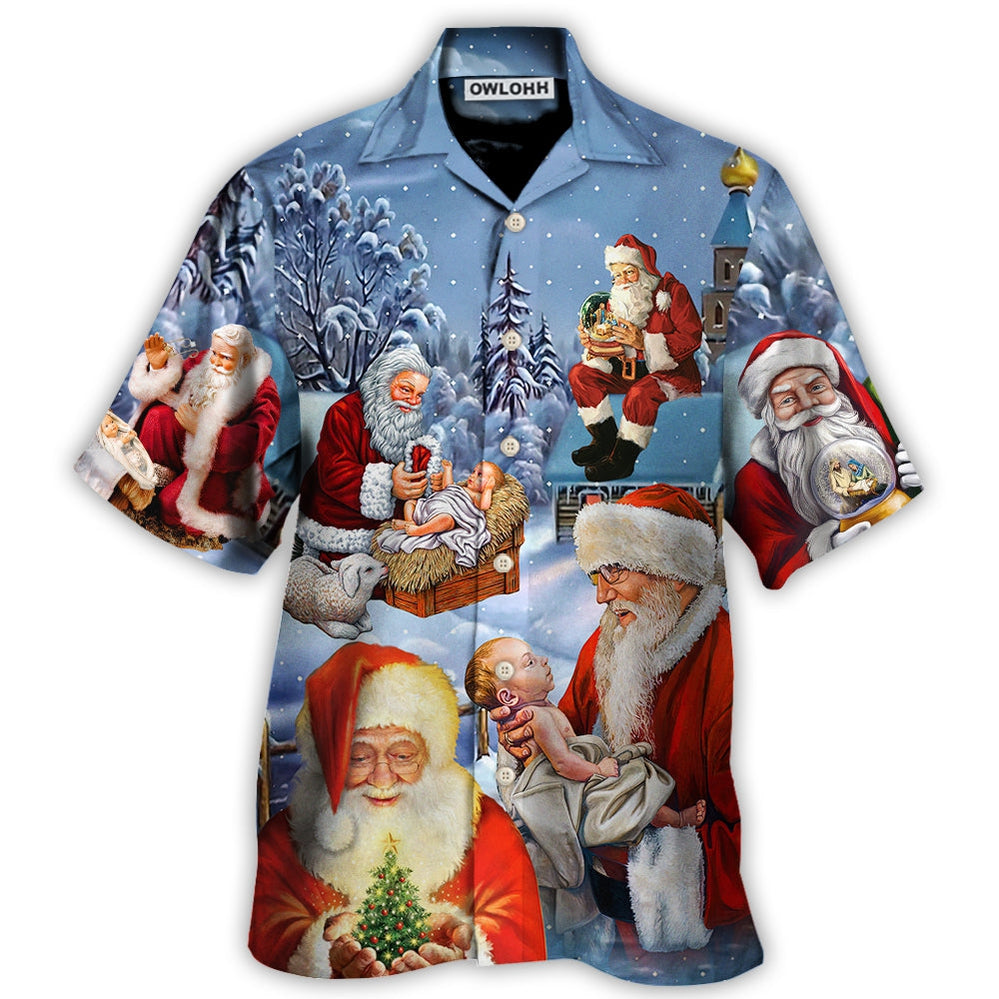 Hawaiian Shirt / Adults / S Christmas Santa Love Jesus Happy Xmas Is Coming - Hawaiian Shirt - Owls Matrix LTD