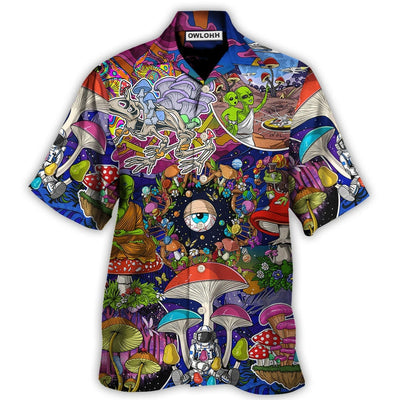 Hawaiian Shirt / Adults / S Hippie Mushroom Aliens Stay Hippie Colorful Art - Hawaiian Shirt - Owls Matrix LTD