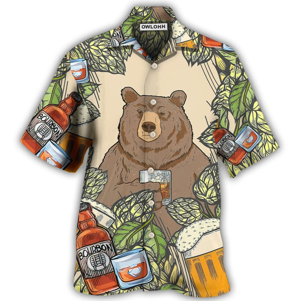 Hawaiian Shirt / Adults / S Bear I Drink Bourbon - Hawaiian Shirt - Owls Matrix LTD