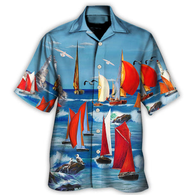 Hawaiian Shirt / Adults / S Yacht Colorful Cutter Blue Sky - Hawaiian Shirt - Owls Matrix LTD