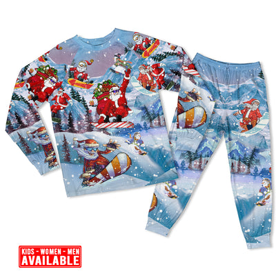 Women / S Christmas Close To Heaven Down To Earth Snowboarding - Pajamas Long Sleeve - Owls Matrix LTD