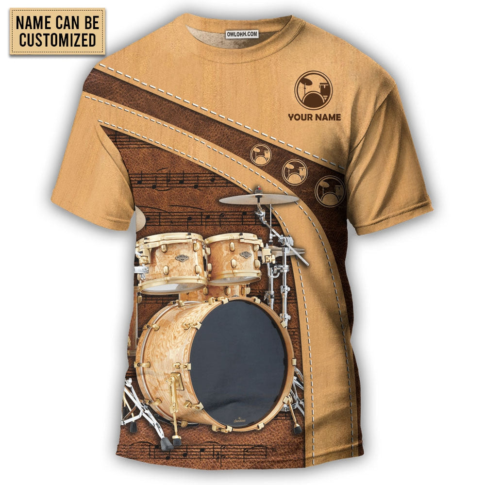 S Drum An Old Drummer And A Lovely Lady Stick Personalized - Round Neck T-shirt - Owls Matrix LTD
