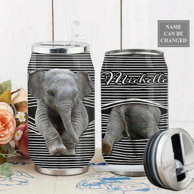 S Elephant Baby Elephant Stuck Line Personalized - Soda Can Tumbler - Owls Matrix LTD