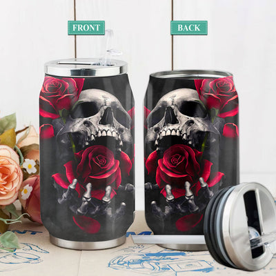 S Skull And Rose Nice Style - Soda Can Tumbler - Owls Matrix LTD