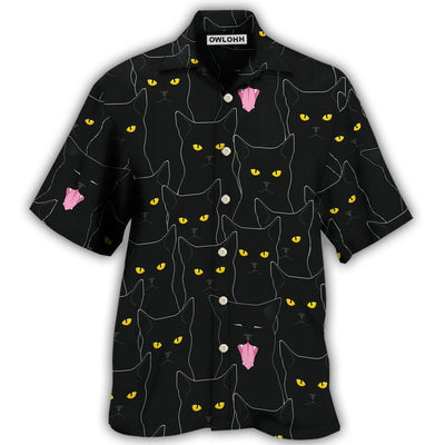 Hawaiian Shirt / Adults / S Black Cat Lovely Looking At You - Hawaiian Shirt - Owls Matrix LTD