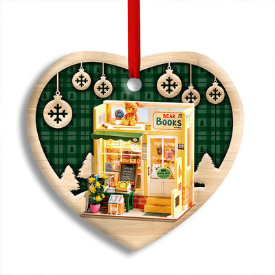 Pack 1 Bookstore Christmas Book Lover Snowflower - Heart Ornament - Owls Matrix LTD