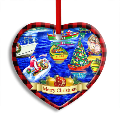 Pack 1 Christmas We Wish You A Merry Christmas - Heart Ornament - Owls Matrix LTD