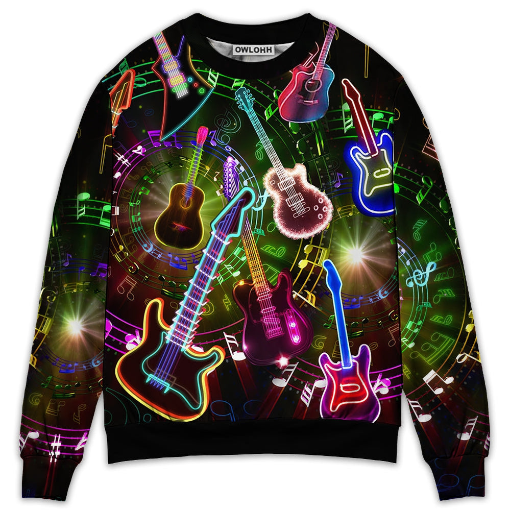 Guitar All You Need Is A Guitar - Sweater - Ugly Christmas Sweater - Owls Matrix LTD