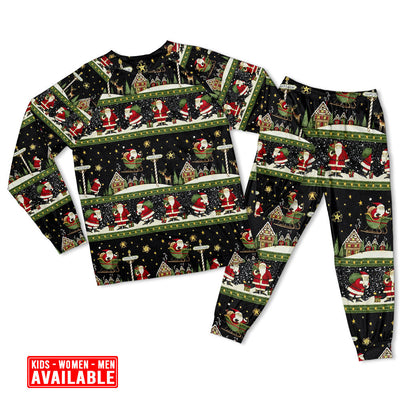 Women / S Christmas Santa Claus Big Night - Pajamas Long Sleeve - Owls Matrix LTD