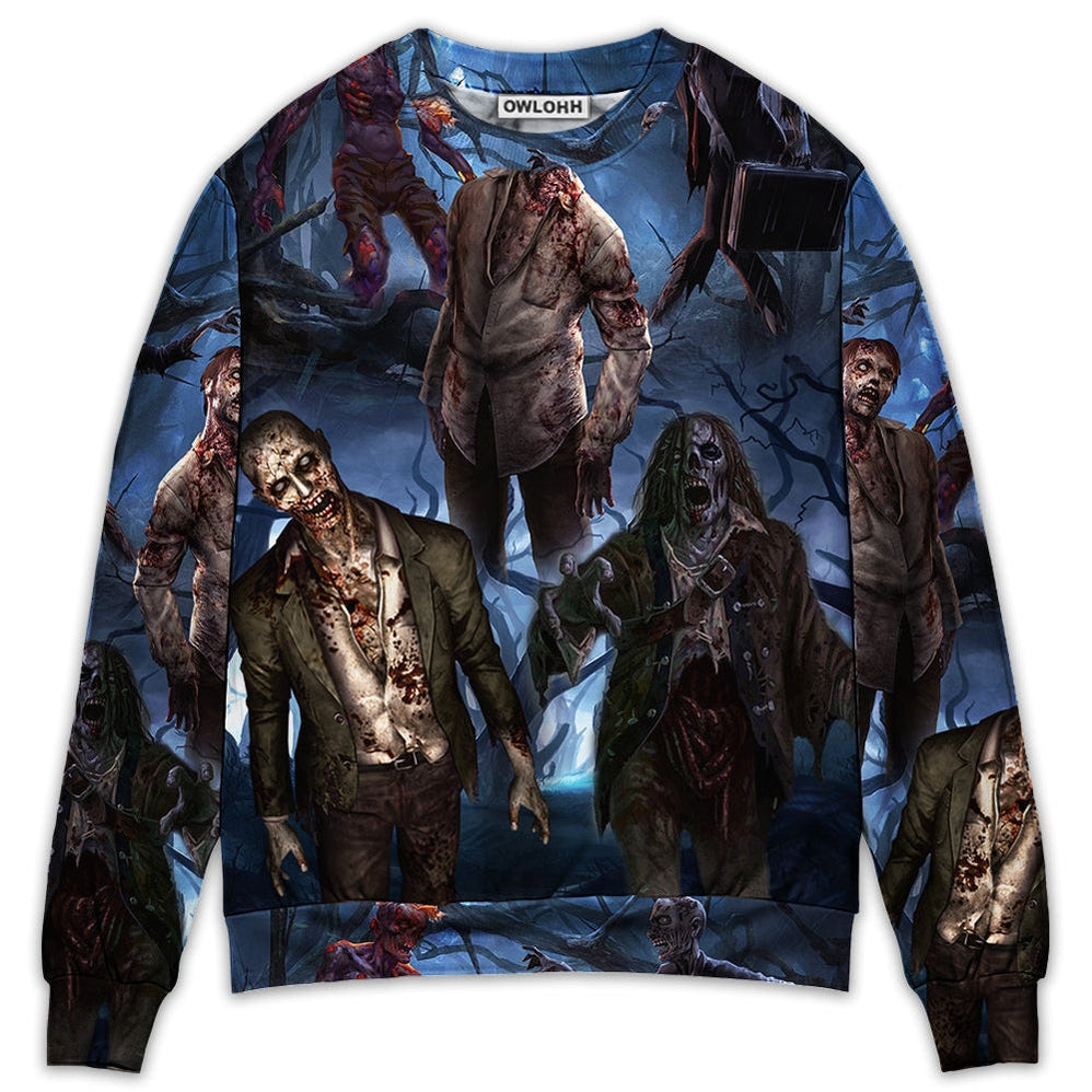 Halloween Zombie Blood Dark Scary - Sweater - Ugly Christmas Sweaters - Owls Matrix LTD