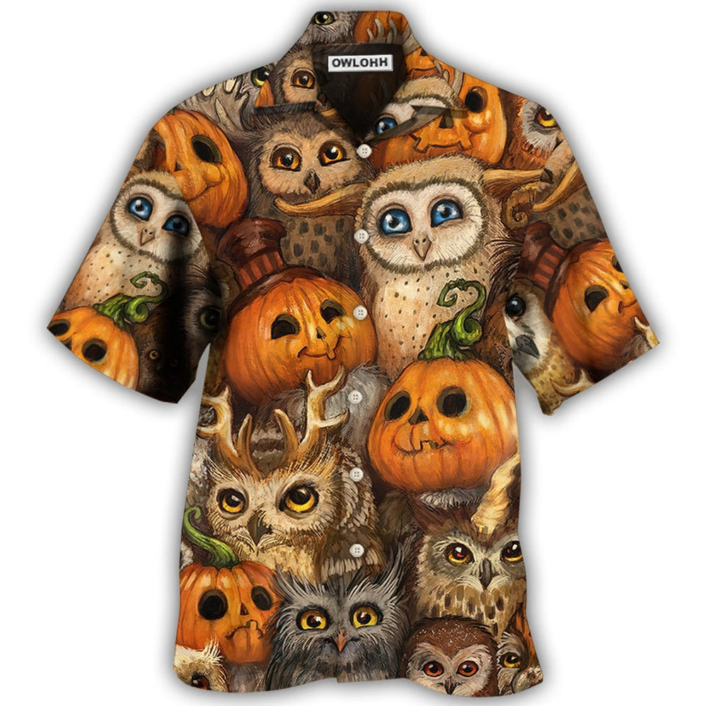 Hawaiian Shirt / Adults / S Halloween Owl Pumpkin Pattern - Hawaiian Shirt - Owls Matrix LTD