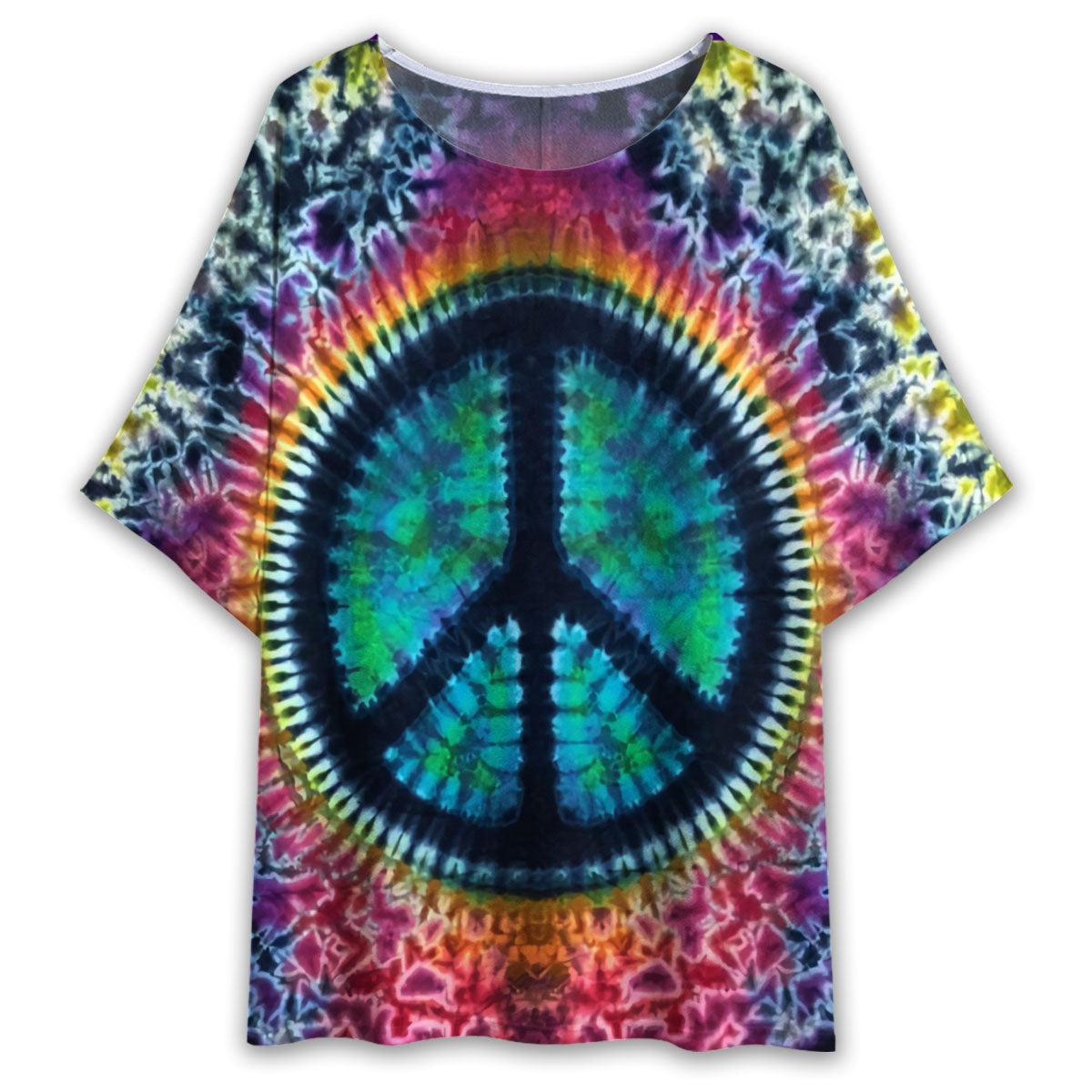 S Hippie Art Tie Dye - Women's T-shirt With Bat Sleeve - Owls Matrix LTD