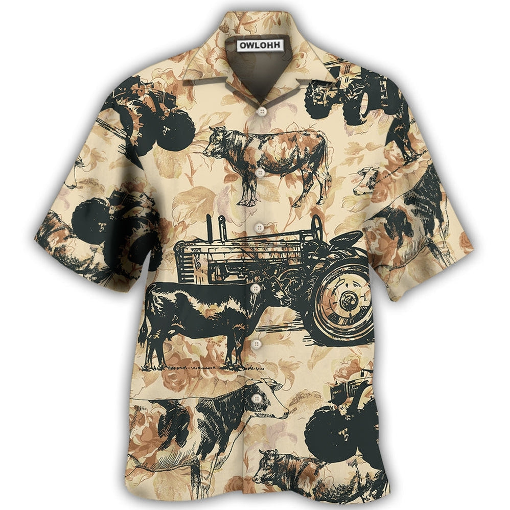 Hawaiian Shirt / Adults / S Tractor And Cow I Like - Hawaiian Shirt - Owls Matrix LTD