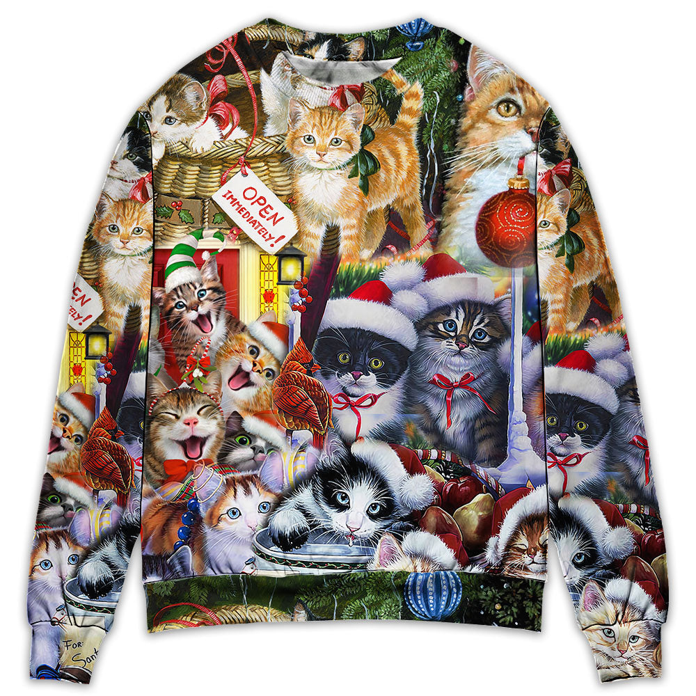 Sweater / S Christmas Cat Love Xmas - Sweater - Ugly Christmas Sweaters - Owls Matrix LTD