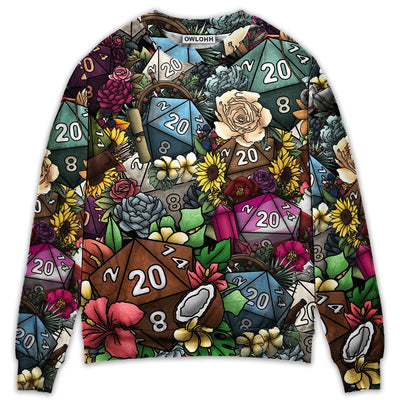 D20 Loves Flowers Hippie Beautiful - Sweater - Ugly Christmas Sweaters - Owls Matrix LTD