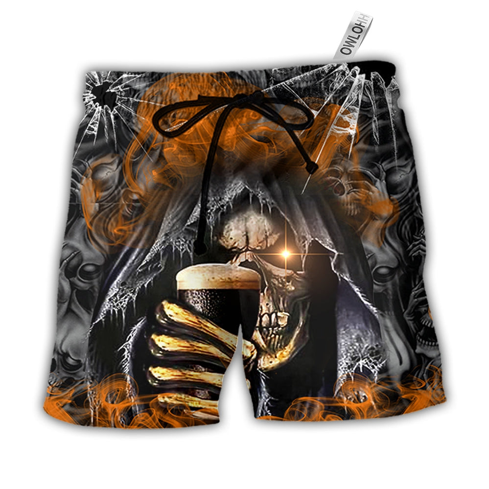 Beach Short / Adults / S Skull Dark Drinking Orange Smoke Lighting - Beach Short - Owls Matrix LTD