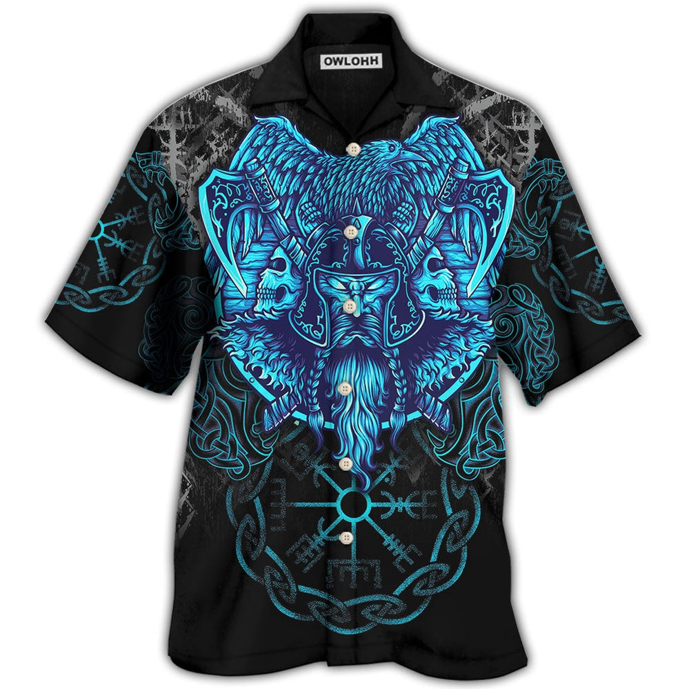Hawaiian Shirt / Adults / S Viking King Blue Art - Hawaiian Shirt - Owls Matrix LTD