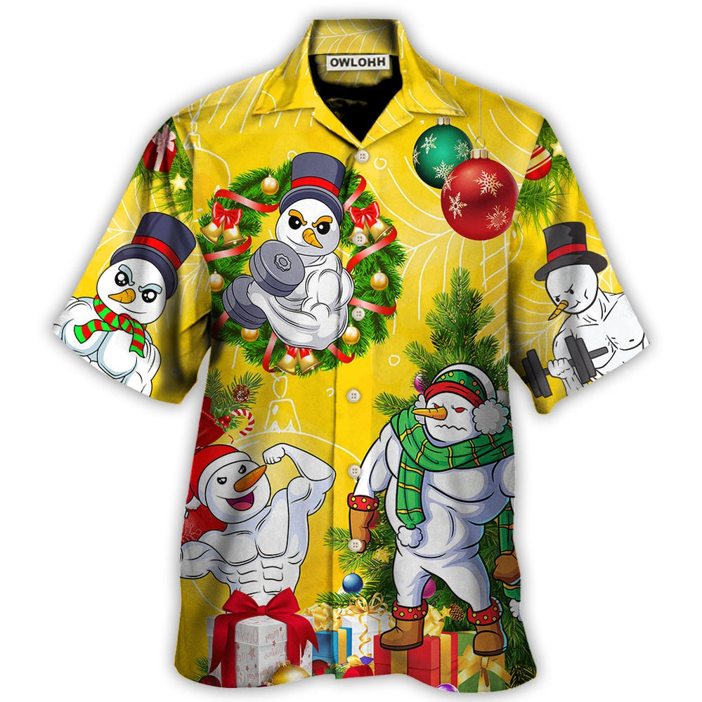 Christmas Frosty The Swoleman Snowman Workout Funny - Hawaiian Shirt - Owls Matrix LTD