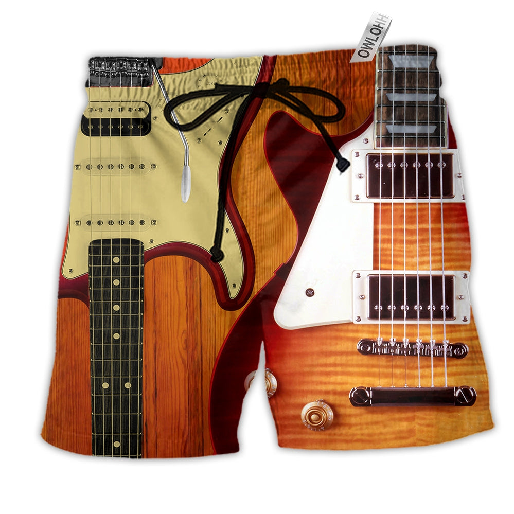 Beach Short / Adults / S Guitar Is My Soul Vintage Music - Beach Short - Owls Matrix LTD