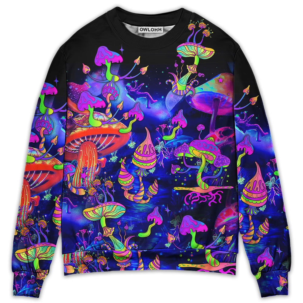 Sweater / S Hippie Mushroom Galaxy Neon Colorful Art - Sweater - Ugly Christmas Sweaters - Owls Matrix LTD