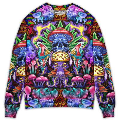 Sweater / S Hippie Mushroom And Skull Art - Sweater - Ugly Christmas Sweaters - Owls Matrix LTD