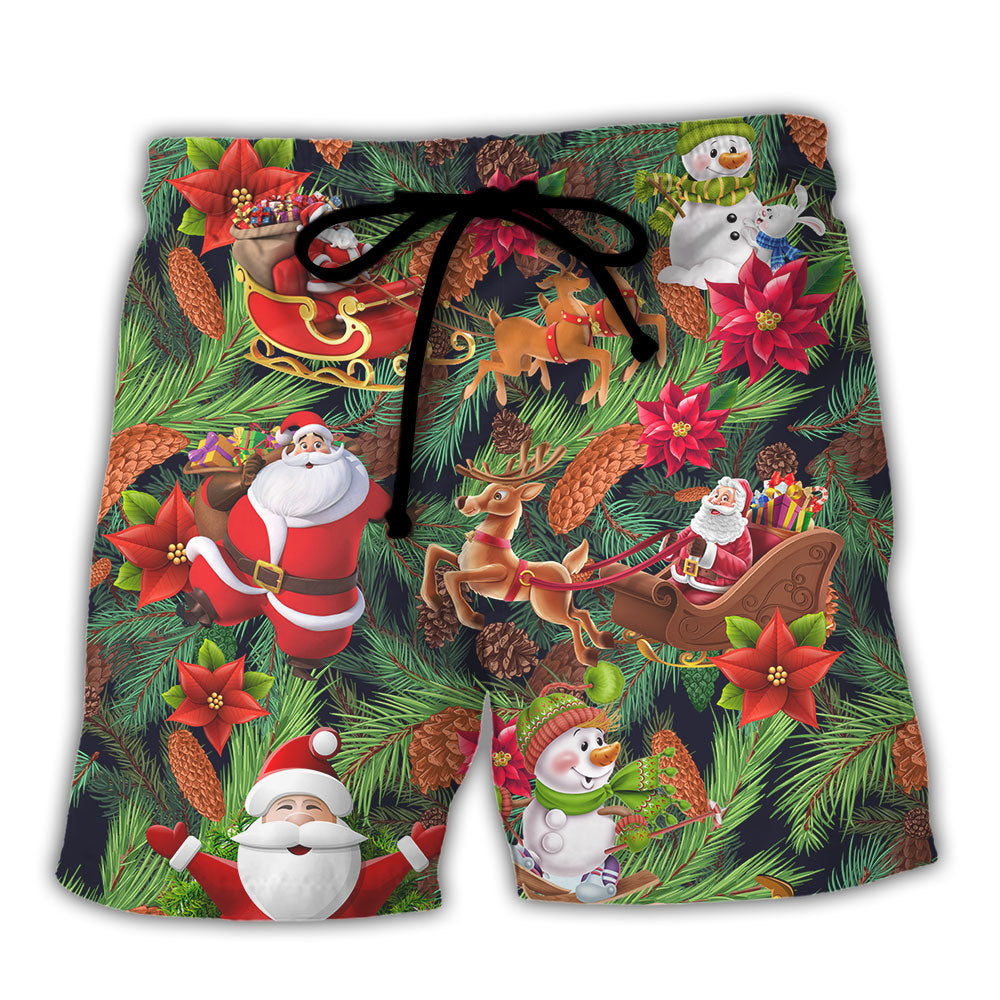 Beach Short / Adults / S Christmas Santa Snowman Merry Xmas To Everyone - Beach Short - Owls Matrix LTD