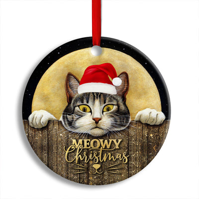 Pack 1 Christmas Cat With Moon Lover Cutie - Circle Ornament - Owls Matrix LTD