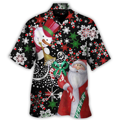 Hawaiian Shirt / Adults / S Christmas Snowyday With Santa And Snowman - Hawaiian Shirt - Owls Matrix LTD