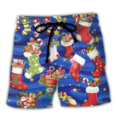 Beach Short / Adults / S Socks Christmas Tree Merry Xmas Seasons Of Joy - Beach Short - Owls Matrix LTD