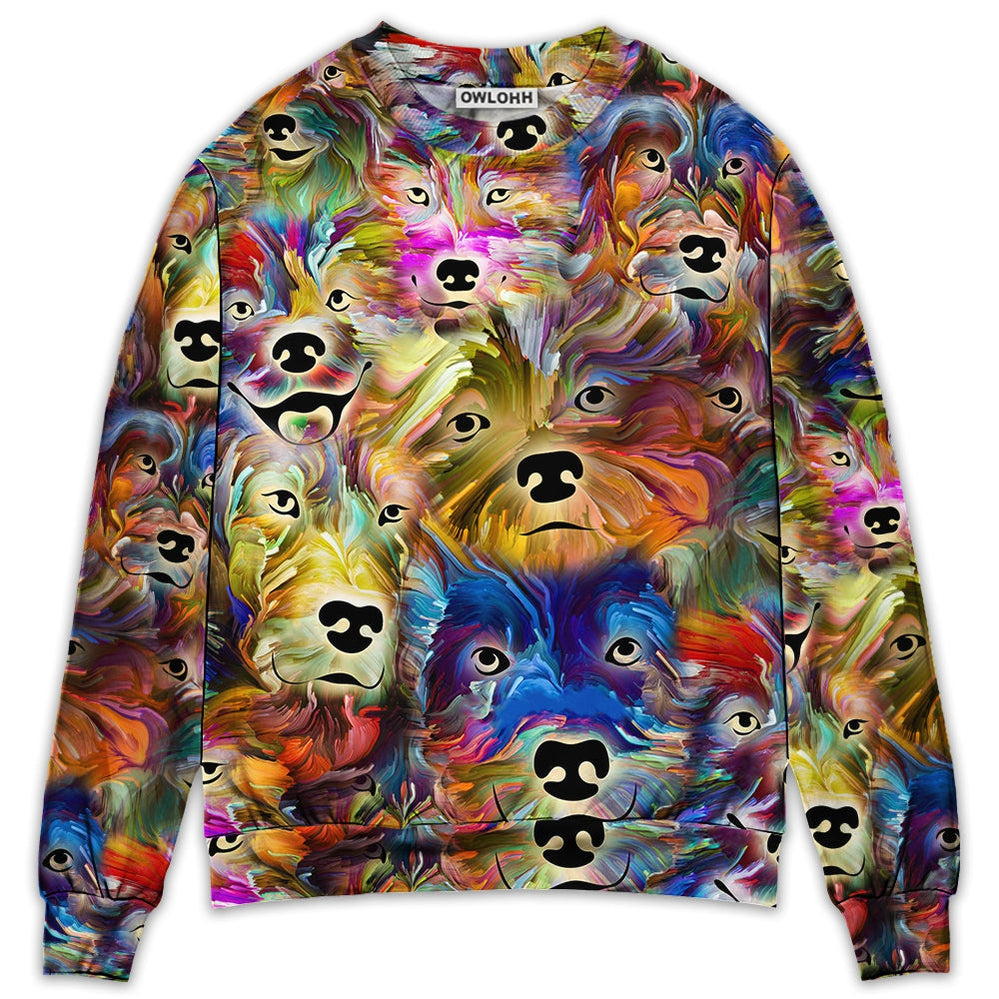 Sweater / S Dog Painting In My Memory - Sweater - Ugly Christmas Sweaters - Owls Matrix LTD