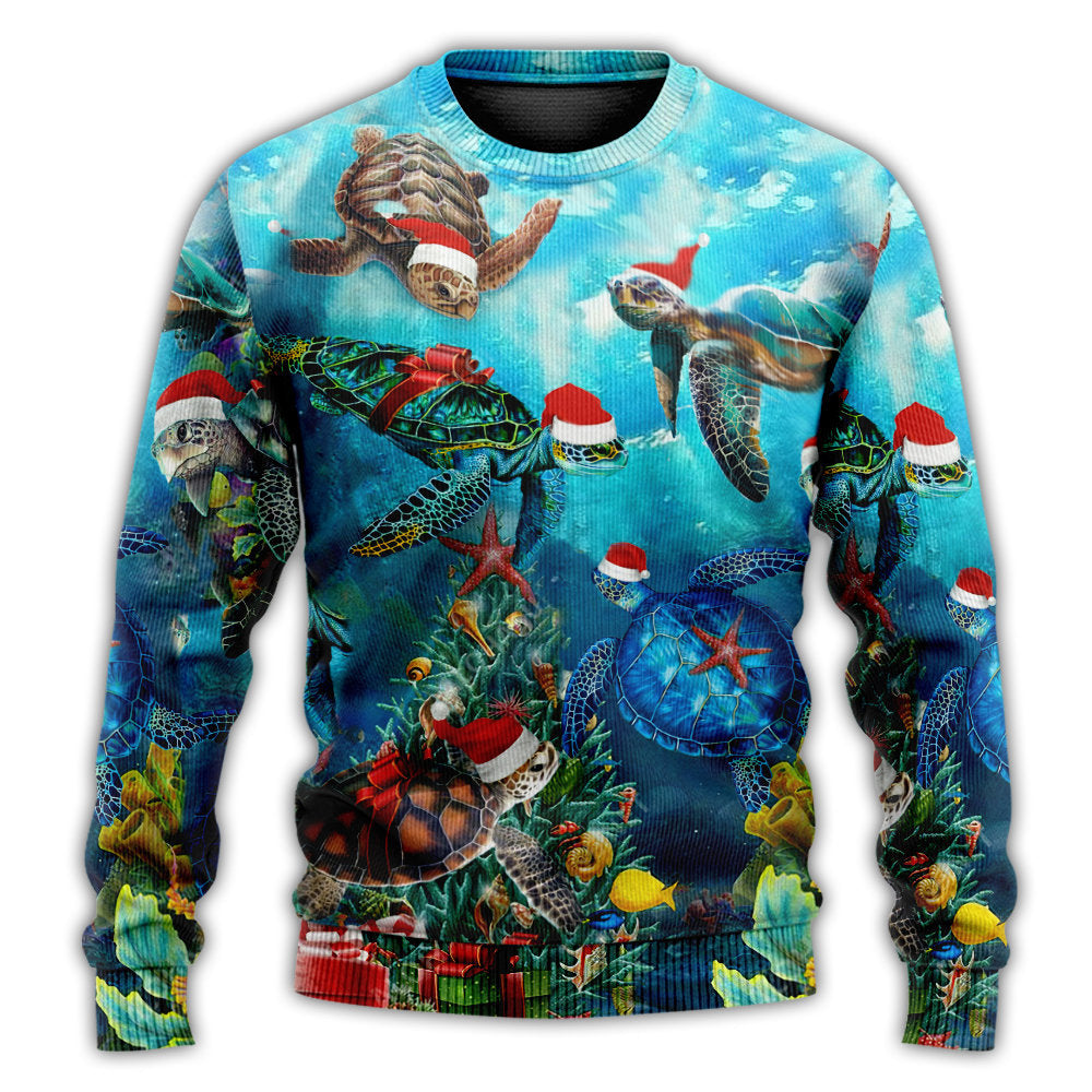 Christmas Sweater / S Turtle Love Christmas And Ocean - Sweater - Ugly Christmas Sweaters - Owls Matrix LTD