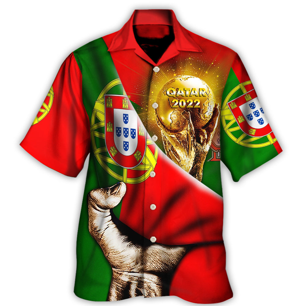 Hawaiian Shirt / Adults / S World Cup Qatar 2022 Portugal Will Be The Champion Flag Vintage - Hawaiian Shirt - Owls Matrix LTD