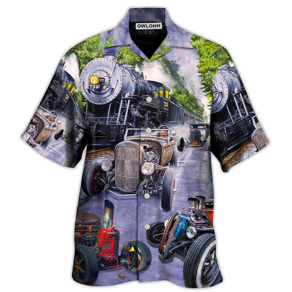 Hawaiian Shirt / Adults / S Hot Rod Racing Train Cool Art Style - Hawaiian Shirt - Owls Matrix LTD
