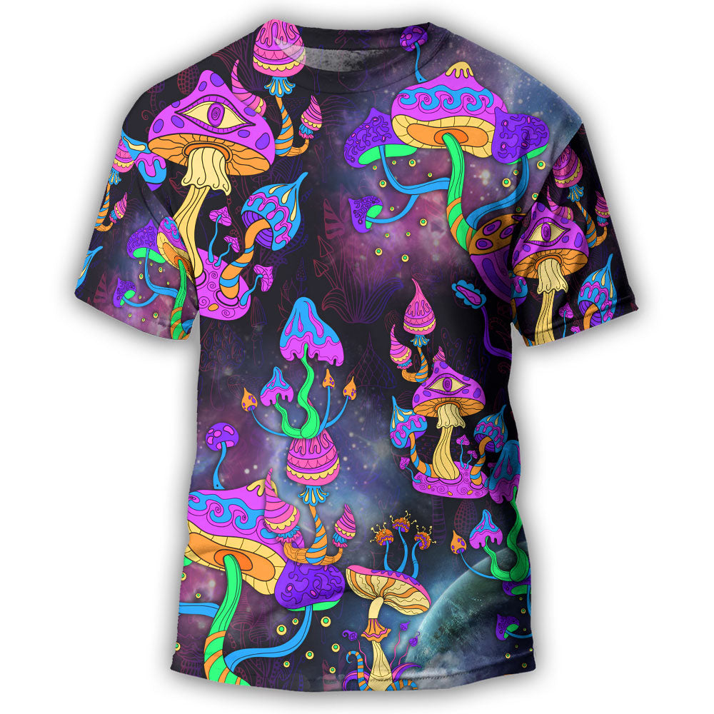 S Hippie Mushroom Hippie Life Lover - Round Neck T-shirt - Owls Matrix LTD