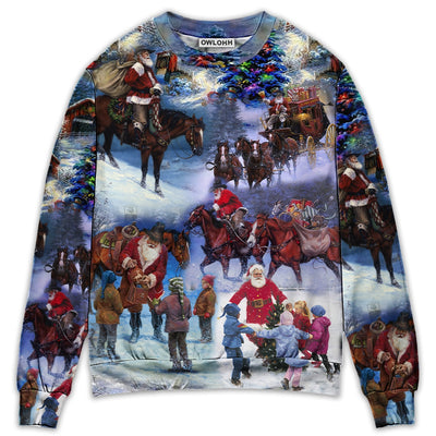 Sweater / S Christmas Santa Cowboy Love Children - Sweater - Ugly Christmas Sweaters - Owls Matrix LTD